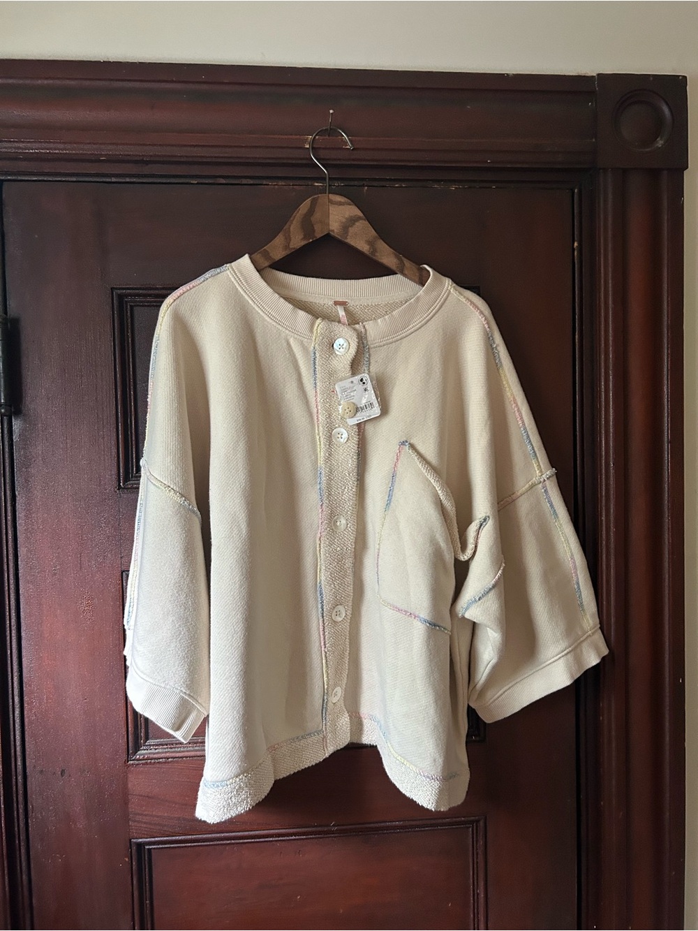 Free People Matilda Sweatshirt Cardigan Relaxed Fit Boho Size Large NWT - Picture 4 of 10